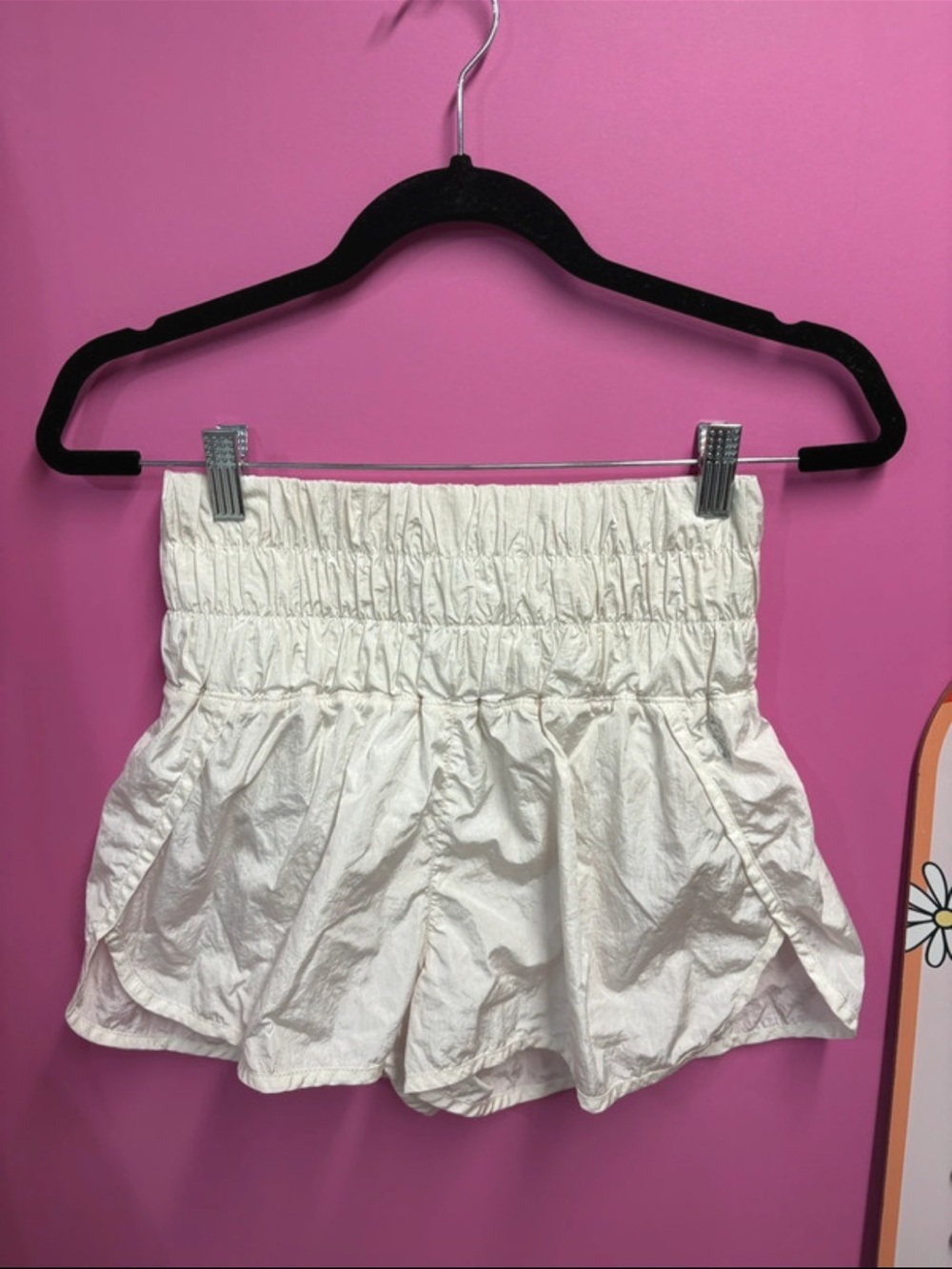 Free people movement Women's High-Waist Cream Smocked Shorts